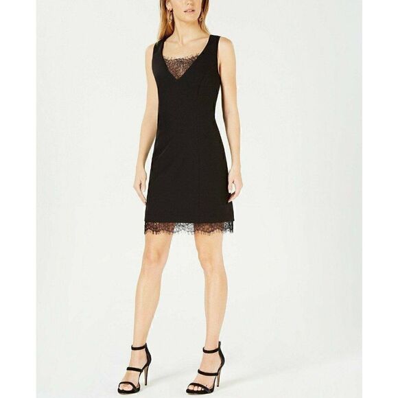 Bar III NEW Black Lace V-Neck Bodycon Dress 8‎ - Picture 2 of 4